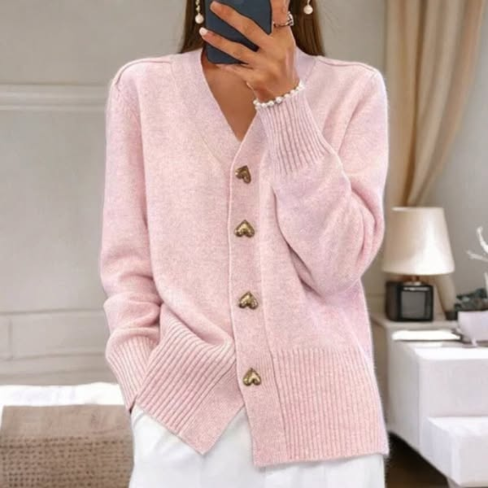 Bella™ | Elegante cardigan met hartvormige knoopjes
