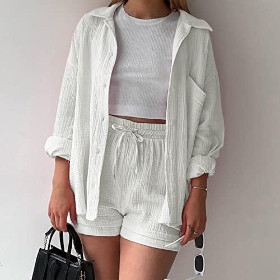 Fiene™ | Tweedelig Katoenen Setje met Blouse en Sh