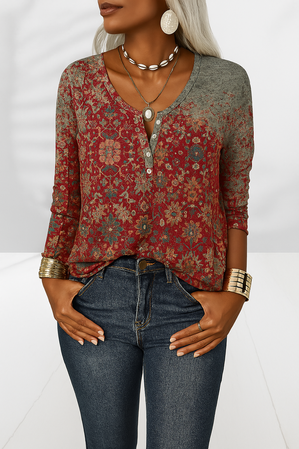 Daniek™ | Blouse met Bloemenprint en Lange Mouwen