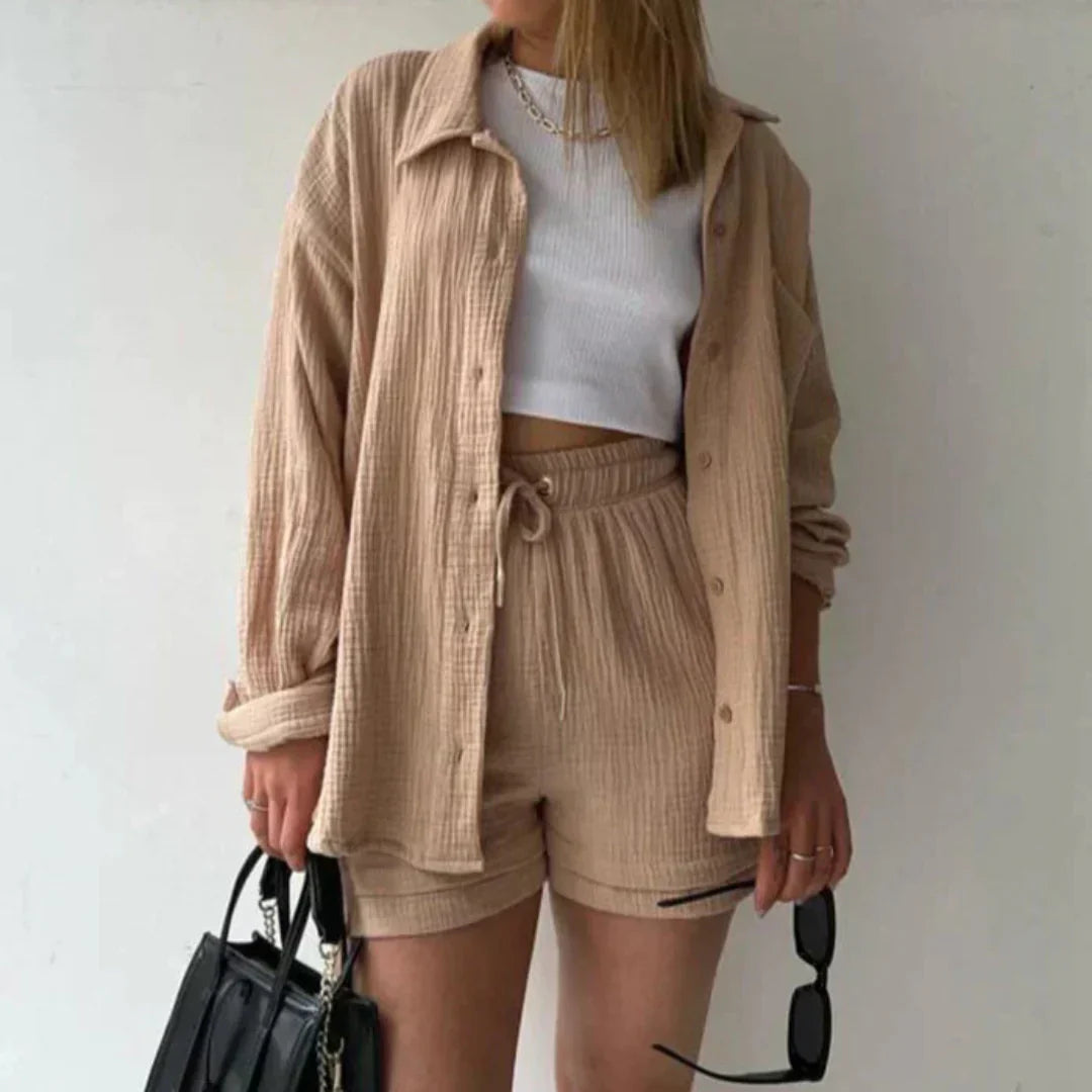 Fiene™ | Tweedelig Katoenen Setje met Blouse en Sh