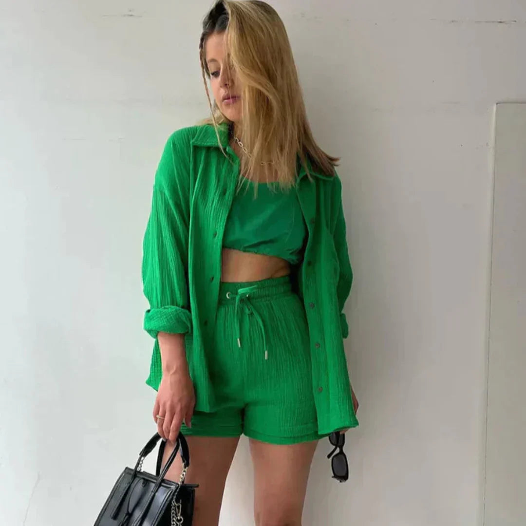 Fiene™ | Tweedelig Katoenen Setje met Blouse en Sh