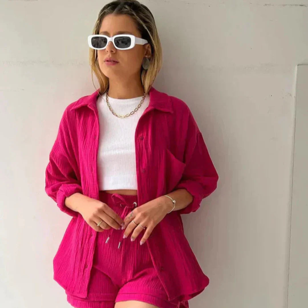 Fiene™ | Tweedelig Katoenen Setje met Blouse en Sh